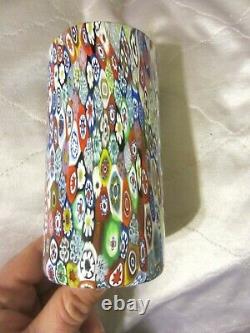 Vintage Murano Millefiori Italian Art Glass 5.75 Tall Tumbler Italy Venetian NR