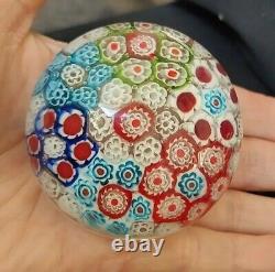 Vintage Murano Millefiori Italian Paperweight Art Glass 3