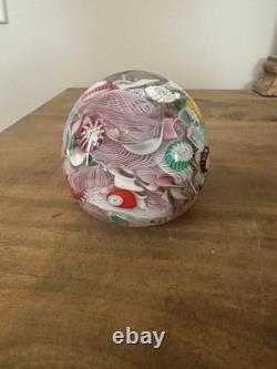 Vintage Murano Millefiori Latticino Art Glass Paperweight 2.5t 2.5w