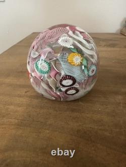 Vintage Murano Millefiori Latticino Art Glass Paperweight 2.5t 2.5w