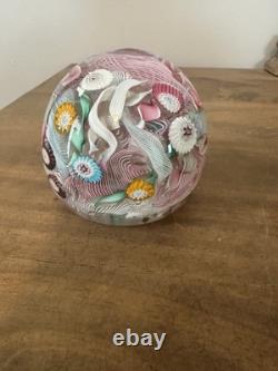 Vintage Murano Millefiori Latticino Art Glass Paperweight 2.5t 2.5w