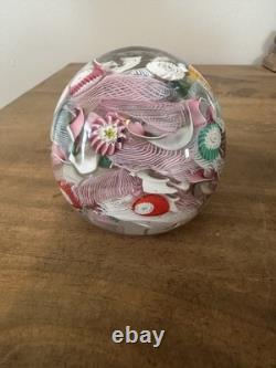 Vintage Murano Millefiori Latticino Art Glass Paperweight 2.5t 2.5w