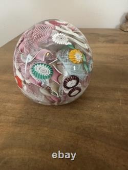 Vintage Murano Millefiori Latticino Art Glass Paperweight 2.5t 2.5w