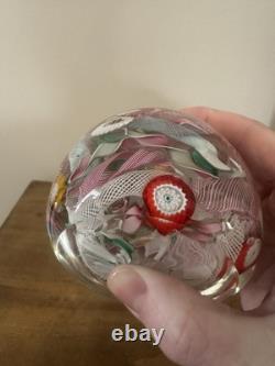 Vintage Murano Millefiori Latticino Art Glass Paperweight 2.5t 2.5w