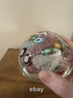 Vintage Murano Millefiori Latticino Art Glass Paperweight 2.5t 2.5w