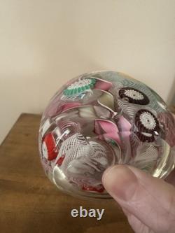 Vintage Murano Millefiori Latticino Art Glass Paperweight 2.5t 2.5w