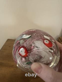 Vintage Murano Millefiori Latticino Art Glass Paperweight 2.5t 2.5w