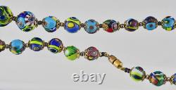 Vintage Murano Millefiori Moretti Venetian Glass Graduated Necklace 1970's