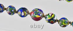 Vintage Murano Millefiori Moretti Venetian Glass Graduated Necklace 1970's