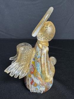 Vintage Murano Millefiori Murrina Gold Aventurine Art Glass Angel Figurine