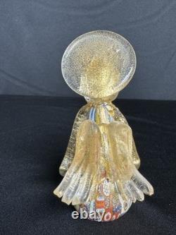 Vintage Murano Millefiori Murrina Gold Aventurine Art Glass Angel Figurine