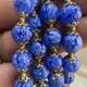 Vintage Murano Millefiori Necklace Glass Beaded Cobalt Blue 25