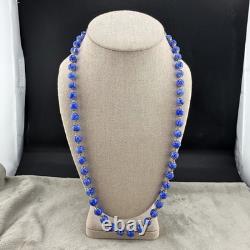 Vintage Murano Millefiori Necklace Glass Beaded Cobalt Blue 25