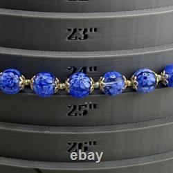 Vintage Murano Millefiori Necklace Glass Beaded Cobalt Blue 25