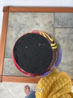 Vintage Murano Millefiori Vase Italy Art Glass Blue Multi Colored Heavy