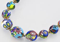 Vintage Murano Moretti Millefiori Venetian Glass Graduated Necklace 1970's