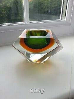 Vintage Murano Multi Faceted Geode Bowl Probably By Mandruzzato C1960's