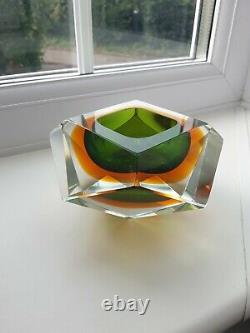 Vintage Murano Multi Faceted Geode Bowl Probably By Mandruzzato C1960's