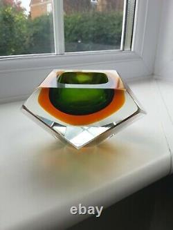 Vintage Murano Multi Faceted Geode Bowl Probably By Mandruzzato C1960's