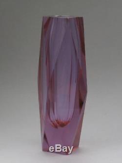 Vintage Murano Neodymium Alexandrite Faceted Art Glass Block Vase 23cm