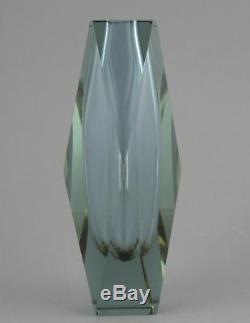 Vintage Murano Neodymium Alexandrite Faceted Art Glass Block Vase 23cm
