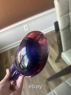 Vintage Murano Oball Luigi Onesto Sommerso Glass Pitcher Ewer Ruby Cobalt Vase