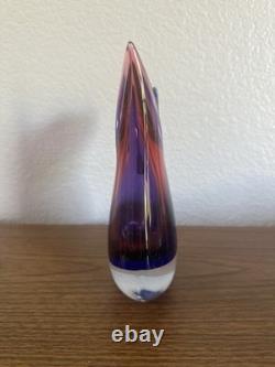Vintage Murano Oball Luigi Onesto Sommerso Glass Pitcher Ewer Ruby Cobalt Vase