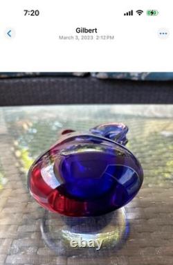 Vintage Murano Oball Luigi Onesto Sommerso Glass Pitcher Ewer Ruby Cobalt Vase