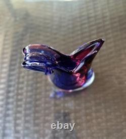 Vintage Murano Oball Luigi Onesto Sommerso Glass Pitcher Ewer Ruby Cobalt Vase