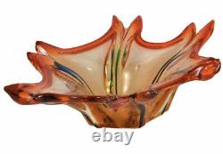 Vintage Murano Orange/Red Bowl Italy Mid Century Mod Glass Stunning See Details