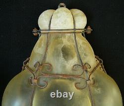 Vintage Murano Pair Wall Sconces Light Hand Blown Caged Glass Scavo Antique