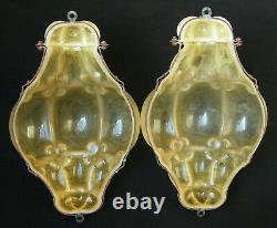 Vintage Murano Pair Wall Sconces Light Hand Blown Caged Glass Scavo Antique