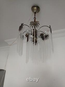 Vintage Murano Palm Milk Glass Chandelier Lighting Art Deco Single Island Light