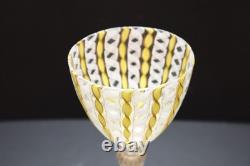 Vintage Murano Pastel Zanfirico Latticino Ribbon Aventurine Goblet Wine Glass 9