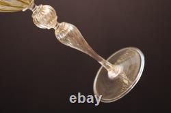 Vintage Murano Pastel Zanfirico Latticino Ribbon Aventurine Goblet Wine Glass 9