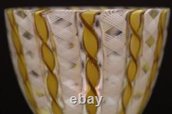 Vintage Murano Pastel Zanfirico Latticino Ribbon Aventurine Goblet Wine Glass 9