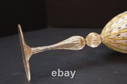 Vintage Murano Pastel Zanfirico Latticino Ribbon Aventurine Goblet Wine Glass 9