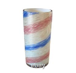 Vintage Murano Pink Blue Striped Aventurine Art Glass Vase (Attr Fratelli Toso)