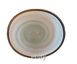 Vintage Murano Pink Blue Striped Aventurine Art Glass Vase (Attr Fratelli Toso)