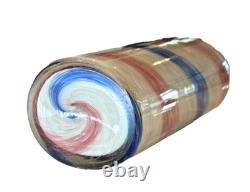 Vintage Murano Pink Blue Striped Aventurine Art Glass Vase (Attr Fratelli Toso)