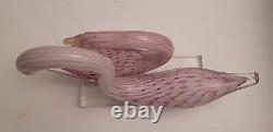 Vintage Murano Pink Glass Mating Swan Figure Figurine Pairing Made in Italy