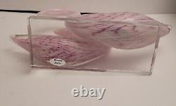 Vintage Murano Pink Glass Mating Swan Figure Figurine Pairing Made in Italy