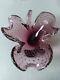 Vintage Murano Purple Bullicante Art Glass Leaf Shape Bowl. Seguso