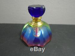 Vintage Murano Rainbow Glass Art Deco Perfume Bottle Italy 2.75
