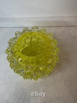Vintage Murano Rostrato Spiked Glass Vase In Rare Yellow Color Circa 1990's