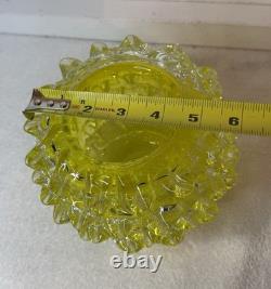 Vintage Murano Rostrato Spiked Glass Vase In Rare Yellow Color Circa 1990's