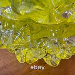 Vintage Murano Rostrato Spiked Glass Vase In Rare Yellow Color Circa 1990's