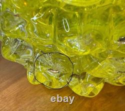 Vintage Murano Rostrato Spiked Glass Vase In Rare Yellow Color Circa 1990's