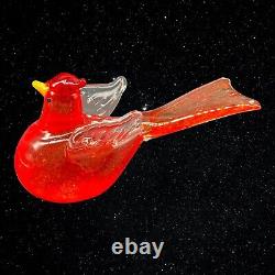 Vintage Murano Ruby Red Hand Blown Glass Dove Rooster Cardinal Bird Figure 4.5T