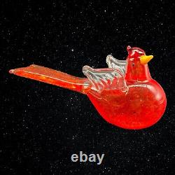 Vintage Murano Ruby Red Hand Blown Glass Dove Rooster Cardinal Bird Figure 4.5T